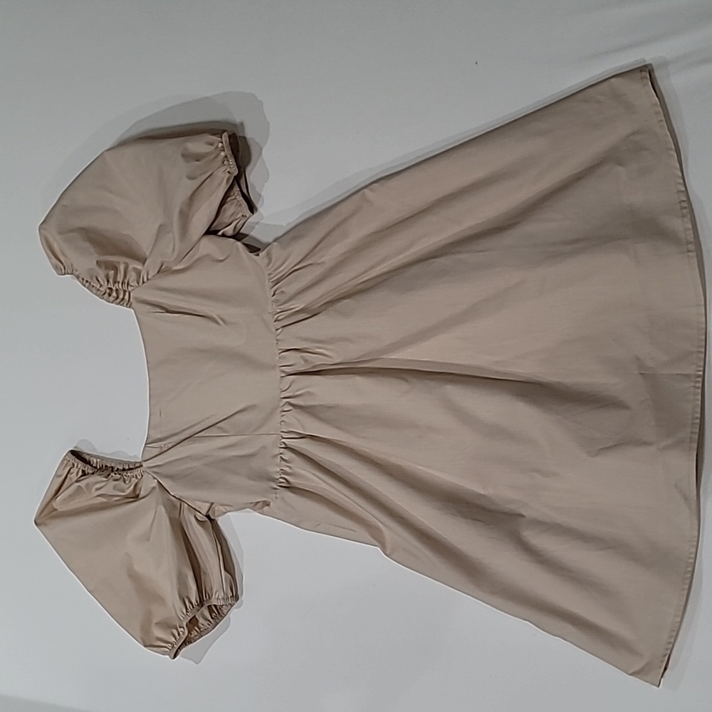 Stylish Beige Puff Sleeve Dress